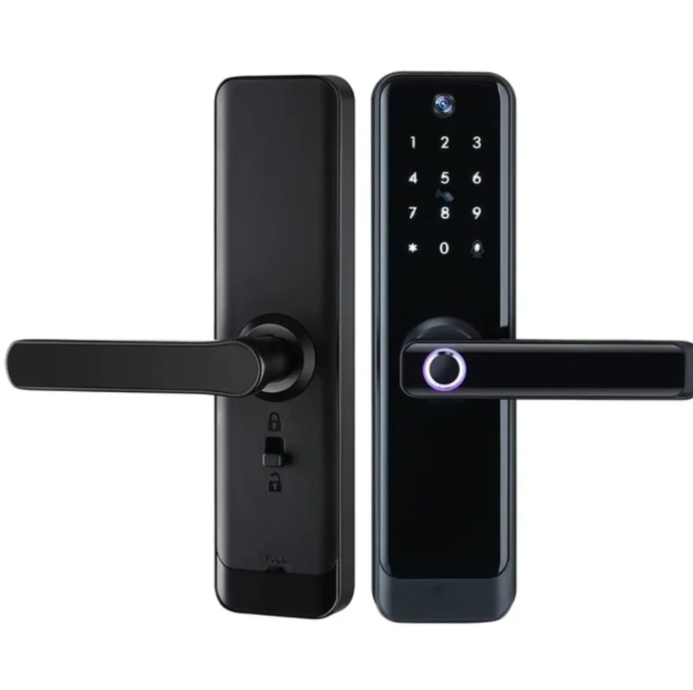 Fechadura Digital Inteligente Wi-fi Com Câmera Hd Visão Noturna Biometria Senha Cartão Rfid Ic App Tuya Smart