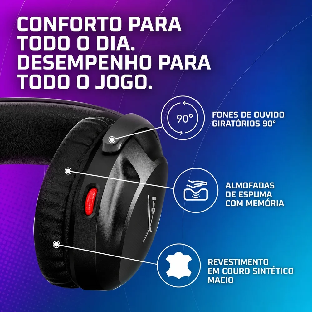 Imagem 5 de 5 do produto Headset Gamer Com Fio Hyperx Cloud Stinger 2 Para WINDOWS E PC Com Dts-x, P3, Driver De 50mm
