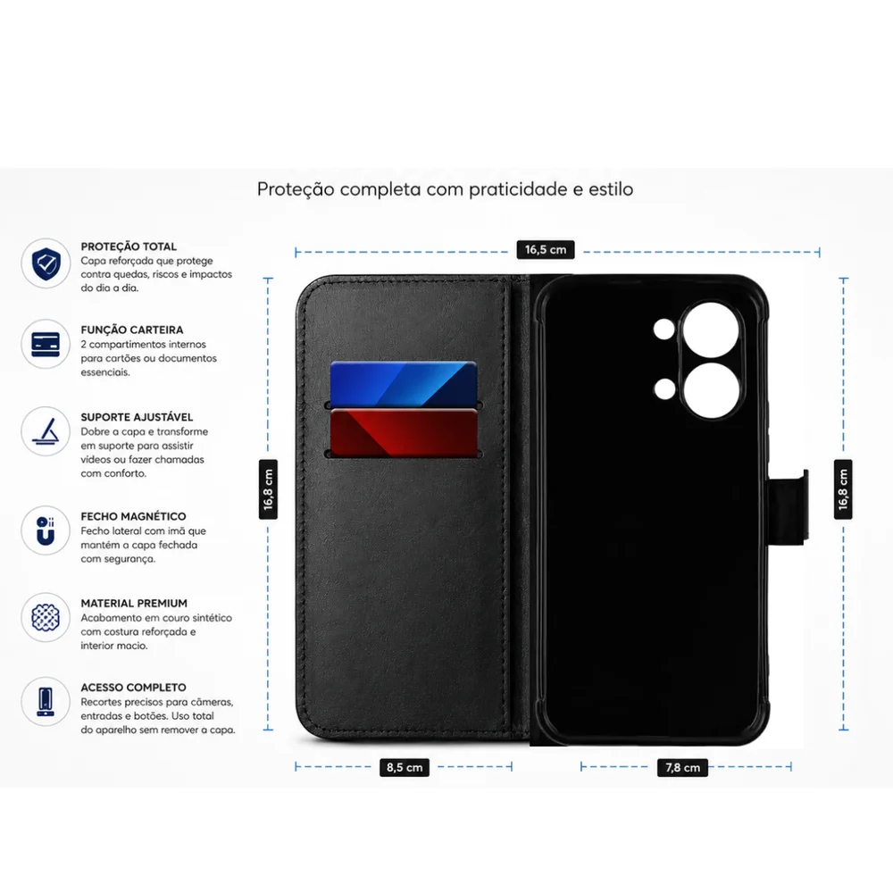 Imagem 3 de 5 do produto Capa Capinha Carteira Premium Para Xiaomi Poco X8 Pro Max