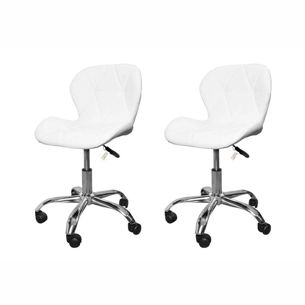 Kit 2 Cadeiras Escritório Giratória Office Eiffel Slim Branco