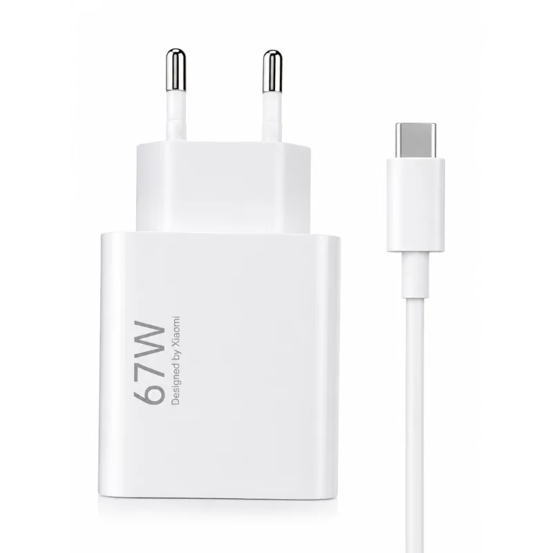 Kit Carregador Compatível Com Xiaomi 67w Turbo Charge Usb-c – Carregamento Rápido Super Fast Cor Branco