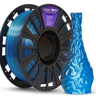 Filamento Impressora 3d Pla 1kg Duo Color Shadow Azul Com Preto V-silk Voolt 3d