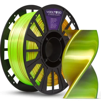 Filamento Impressora 3d Pla 1kg Tri Color Azul Laranja Verde Neon V-silk Voolt 3d