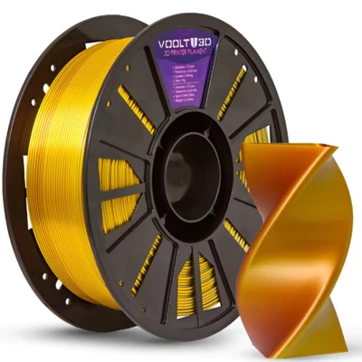 Filamento Impressora 3d Pla 1kg Tri Color Bronze Prata Ouro V-silk Voolt 3d
