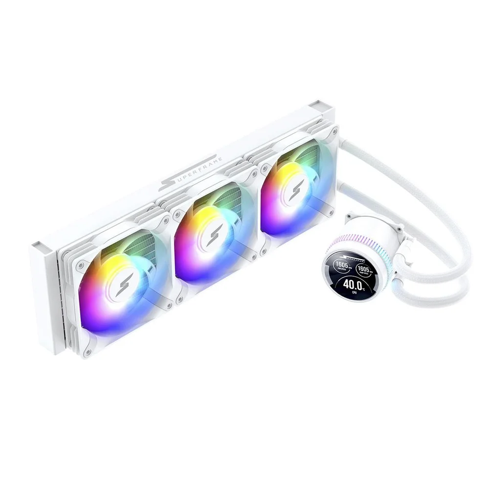 Imagem 2 de 5 do produto Water Cooler Superframe Isengard Smart, ARGB, 360mm, Intel-amd, Controladora, White, Sf-w360w-s
