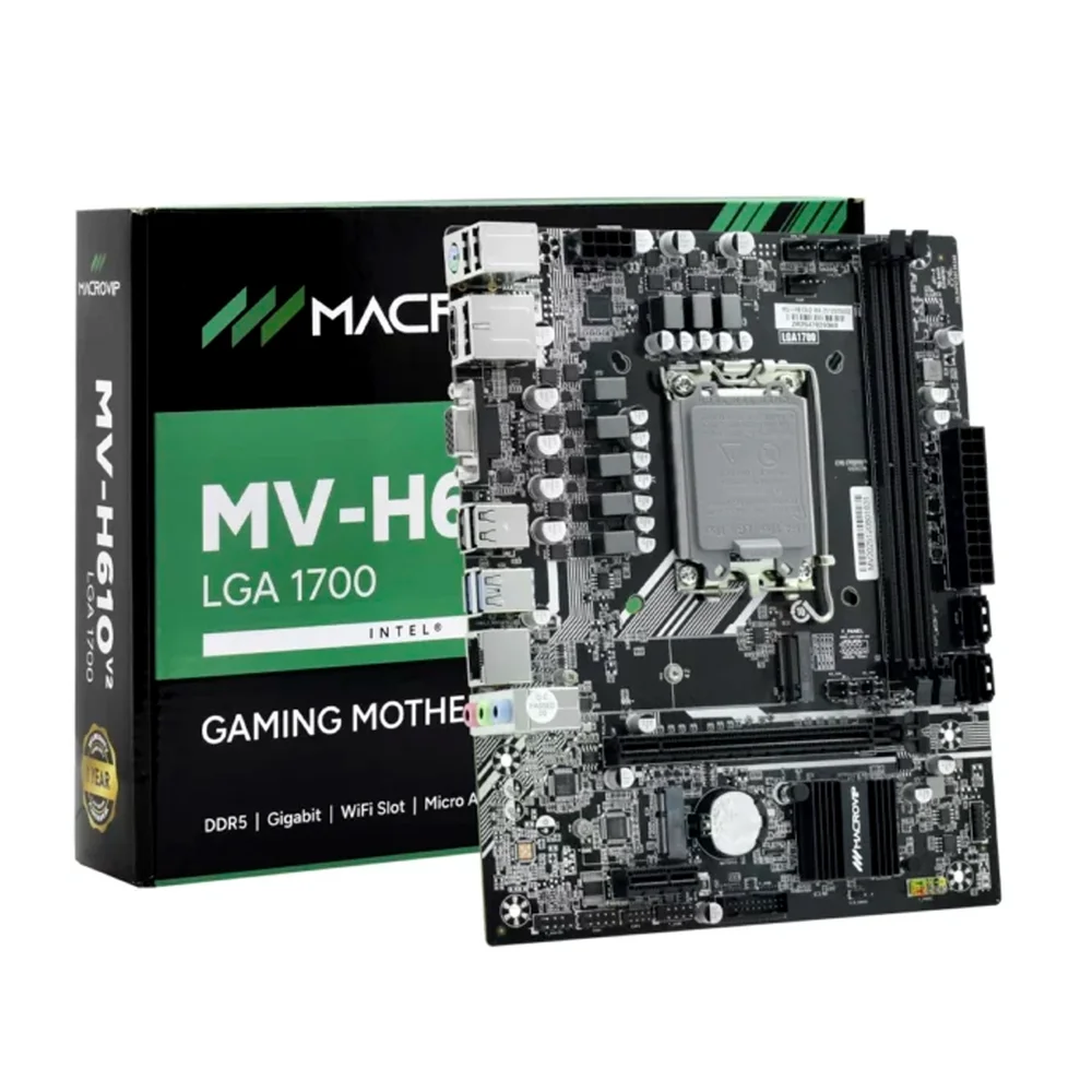 Placa Mae Intel 1700 H610 M.2 2xDDR5 Dp/hdmi/vga Mv-h610v2 Macrovip