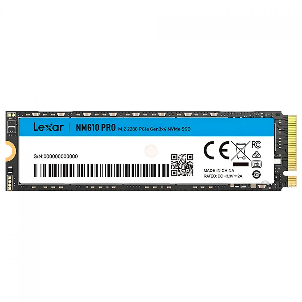 SSD Lexar Nm610 Pro 500gb, M.2 2280, PCie Gen3 X4, Nvme 1.4, Leitura Até 3300 Mb/s - Lnmn610p500g-rnnn