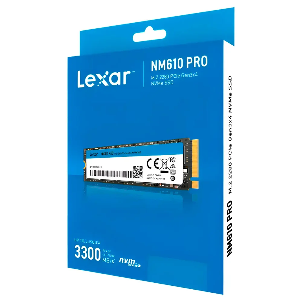 Imagem 3 de 4 do produto SSD Lexar Nm610 Pro 500gb, M.2 2280, PCie Gen3 X4, Nvme 1.4, Leitura Até 3300 Mb/s - Lnmn610p500g-rnnn