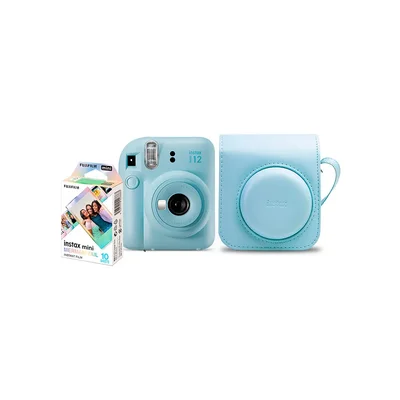 Kit Camera Instax Mini 12 + Bolsa + Filme 10 Foto Cor Azul