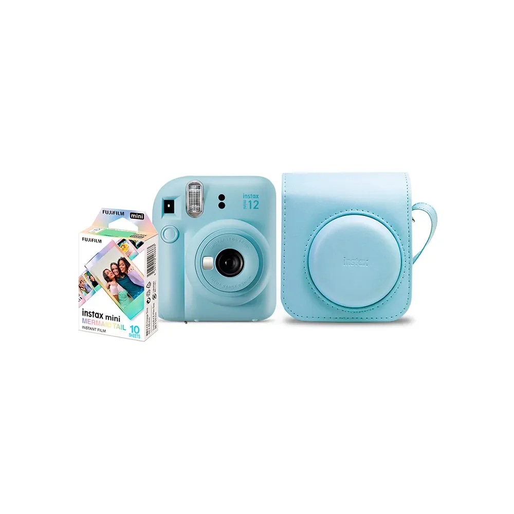 Kit Camera Instax Mini 12 + Bolsa + Filme 10 Foto Cor Azul
