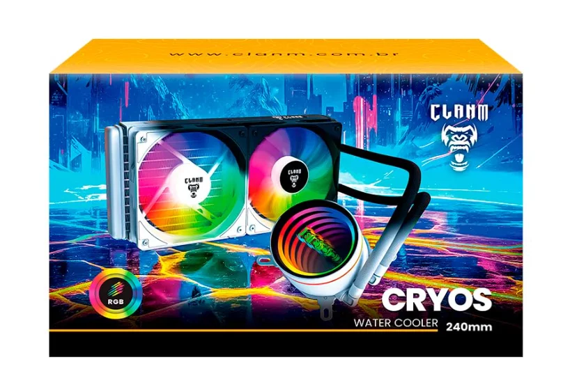 Water Cooler 240mm RGB Clanm Cryos Snow Branco Para Intel E Amd Water Cooler 240mm RGB Clanm Cryos Snow Branco Para Intel E Amd