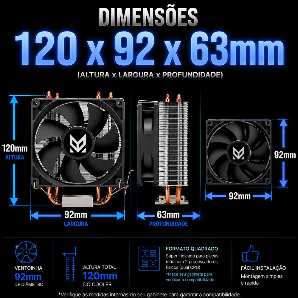 Imagem 5 de 5 do produto Cooler Maxcool MX-9201S Azul Intel / Amd