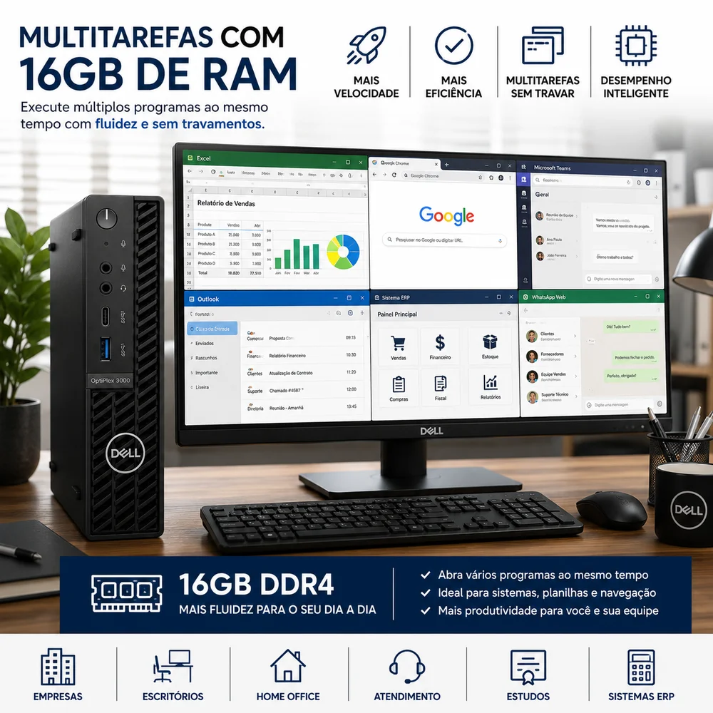 Dell Optiplex 3000 i3 12 Geraço 16gb Ram SSD