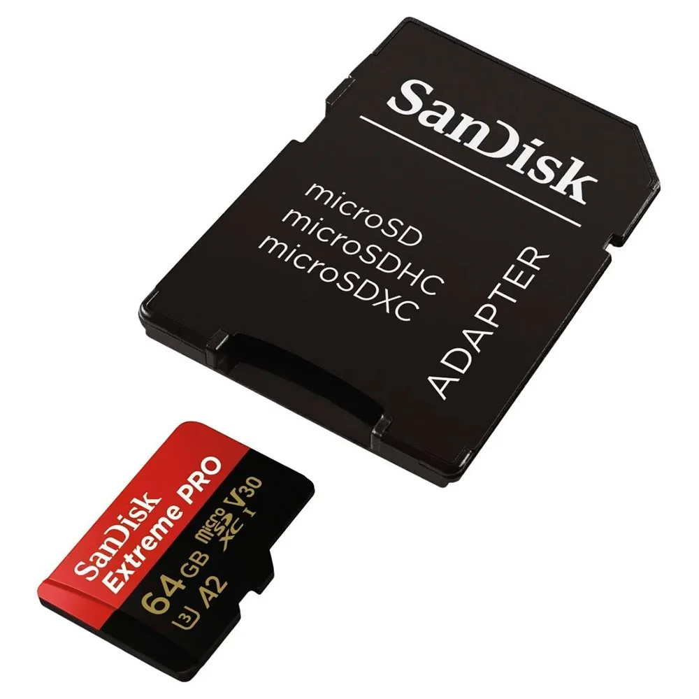 Cartão De Memória Micro Sd Sandisk Extreme Pro U3 64gb 4k Sdsqxcu-064g-gn6ma Classe 10 V30 A2 200mb/s Leitura Adaptador Sd
