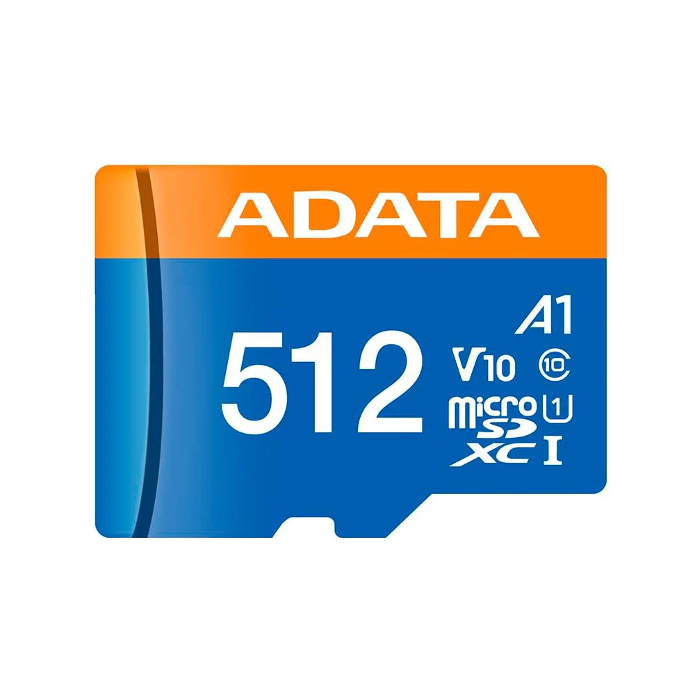 Cartão De Memória Microsd Adata V10 512gb Ausdx512guicl10a1-ra1 Classe 10 A1 Uhs-i Leitura 100mb/s Com Adaptador Sd