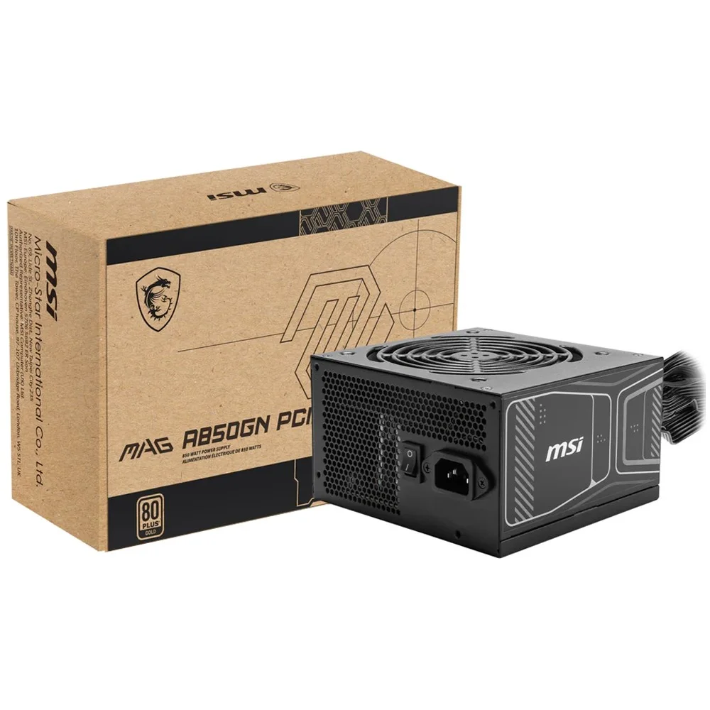 Fonte De Alimentação Msi Mag A850gn 850w Atx Não Modular 80 Plus Gold Pfc Ativo Bivolt Silenciosa Preto