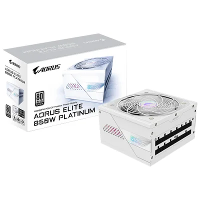 Fonte De Alimentação Gigabyte Aorus Elite Gp-ae850pm Pg5 Ice 850w Atx 3.1 / Modular / 80 Plus Platinum / Bivolt