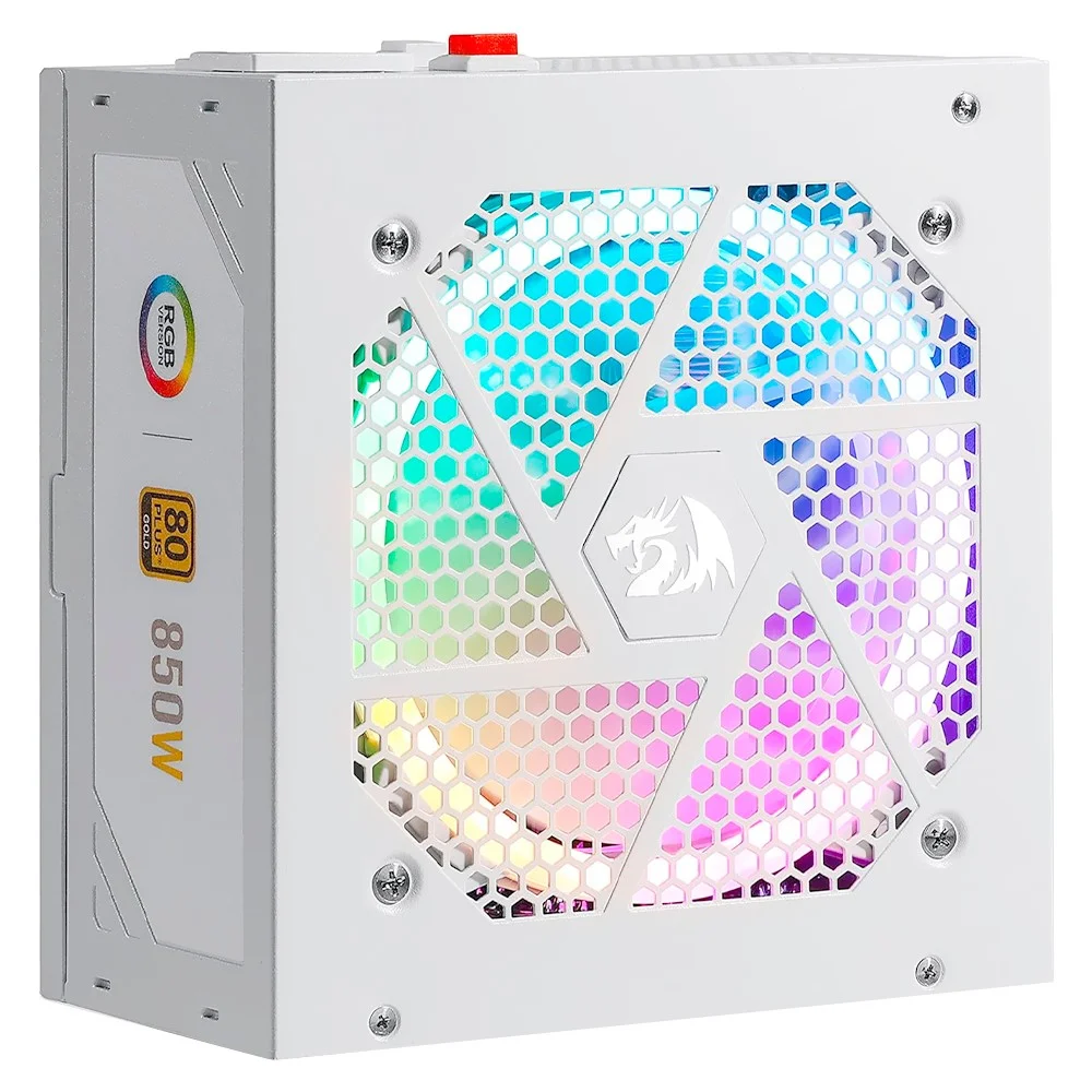 Fonte De Alimentação Redragon Gc-ps007w-1 850w Atx Modular 80 Plus Gold Pfc Ativo Branco Silenciosa