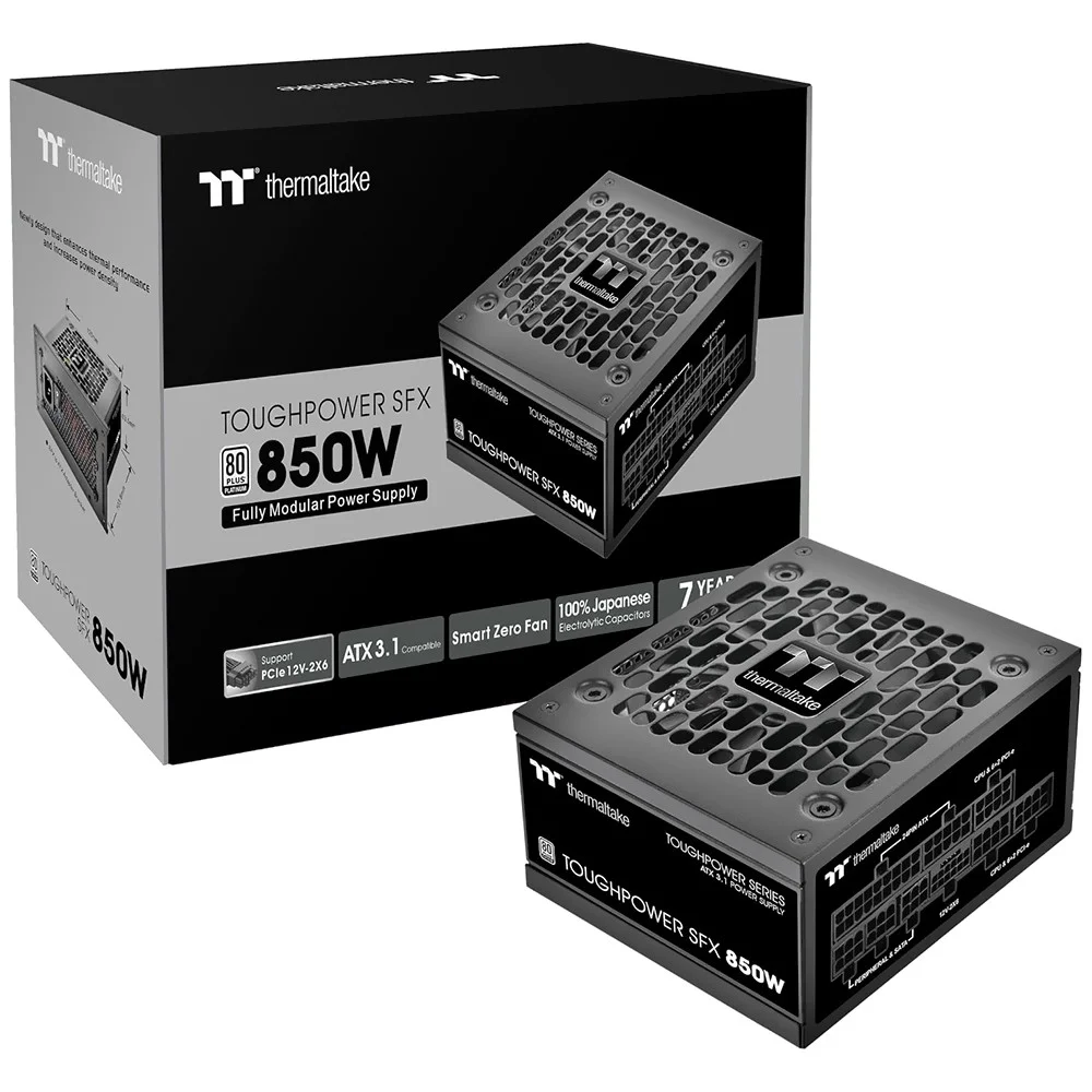 Imagem 2 de 3 do produto Fonte De Alimentação Thermaltake Toughpower 850w Ps-stp-0850fnfapu-1 Sfx Modular 80 Plus Platinum Atx 3.1 PCie 5.0 Bivolt