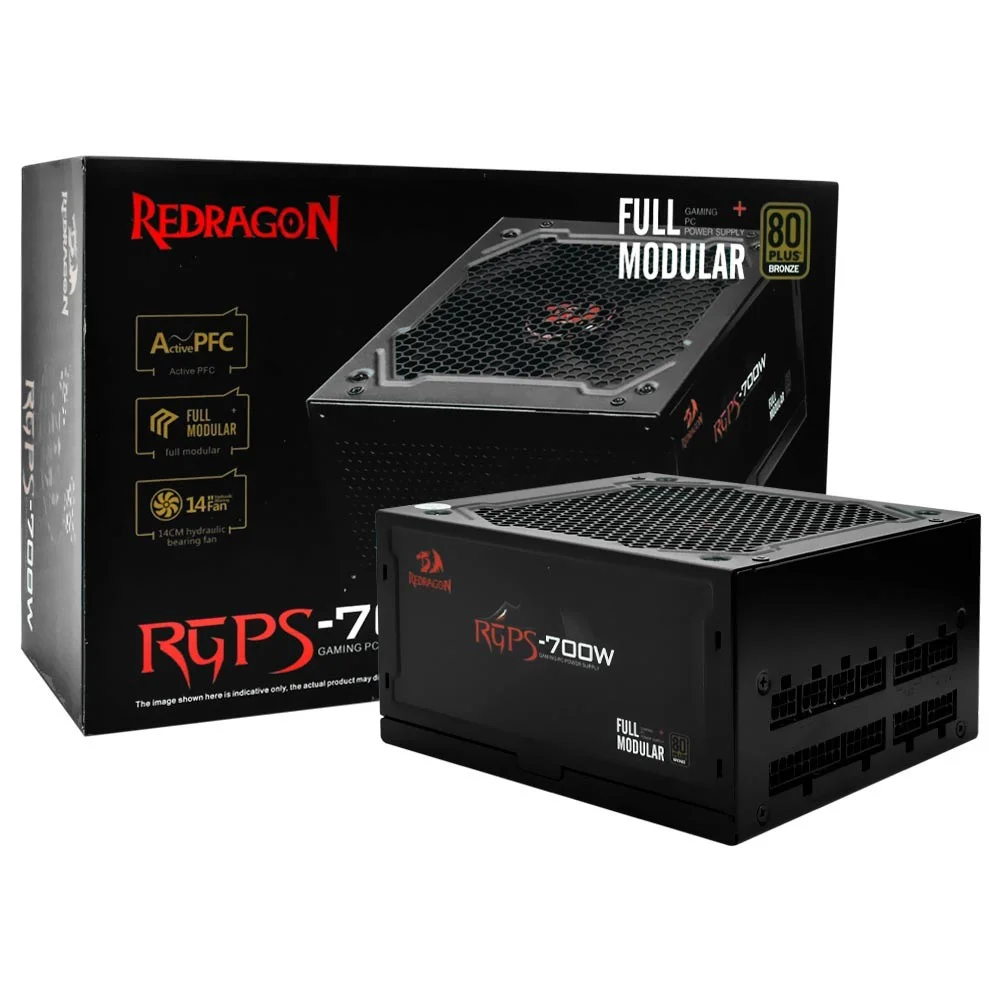 Fonte De Alimentação Redragon Gc-ps005 700w Atx Semi-modular 80 Plus Bronze Pfc Ativo Silencioso Bivolt Gamer