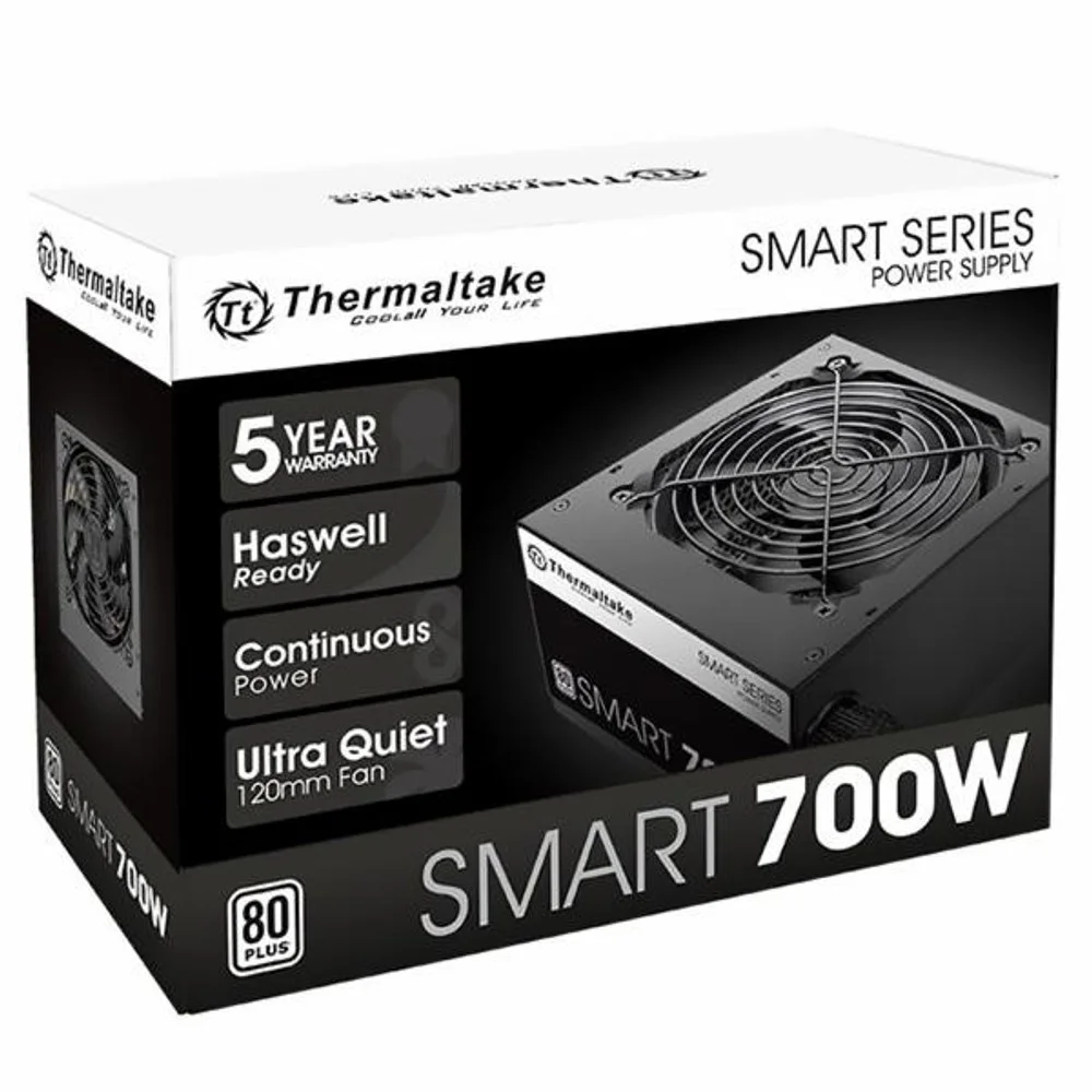 Imagem 3 de 3 do produto Fonte De Alimentação Thermaltake Smart Series Spd-0700p 700w Atx Não Modular 80 Plus White Bivolt Silenciosa Para PC Gamer