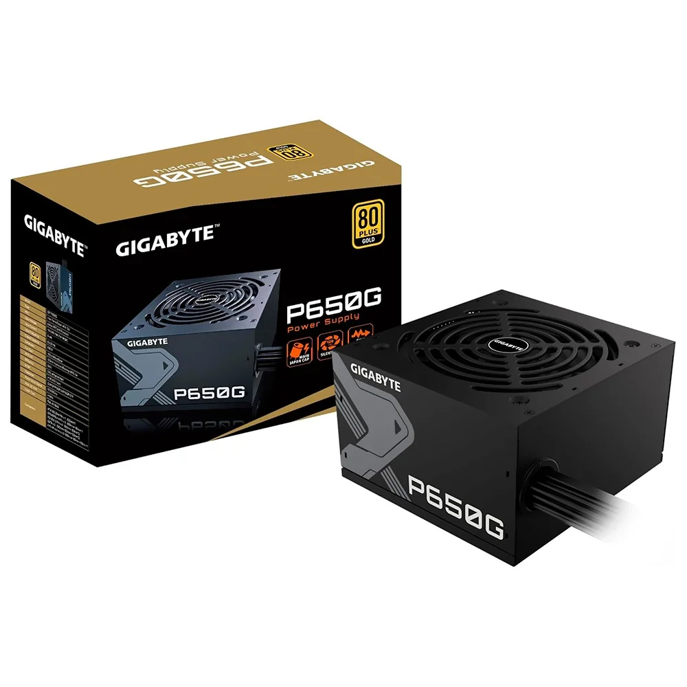 Fonte De Alimentação Gigabyte Gp-p650g 650w Atx Não Modular 80 Plus Gold Pfc Ativo 120mm Silencioso Bivolt