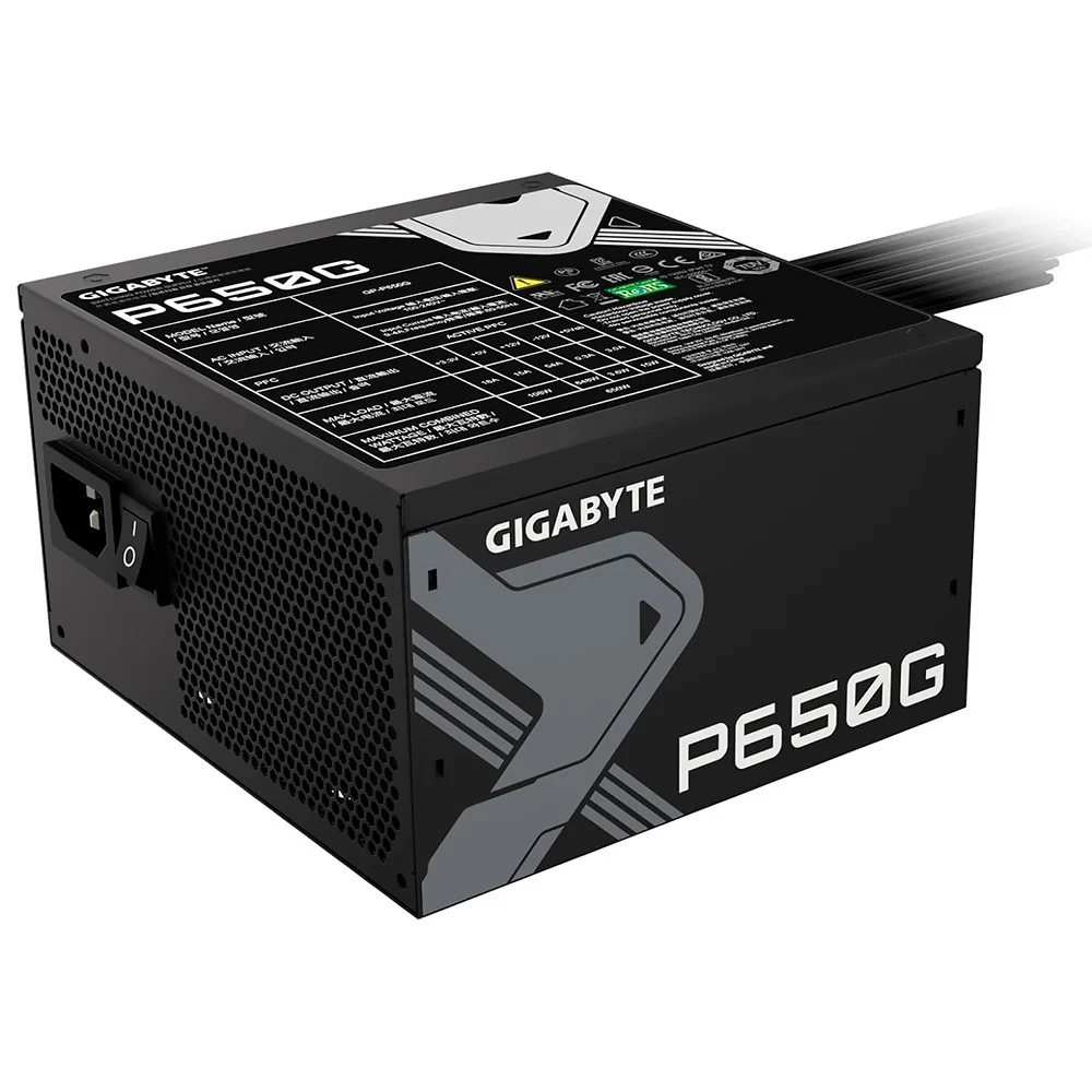 Imagem 3 de 3 do produto Fonte De Alimentação Gigabyte Gp-p650g 650w Atx Não Modular 80 Plus Gold Pfc Ativo 120mm Silencioso Bivolt