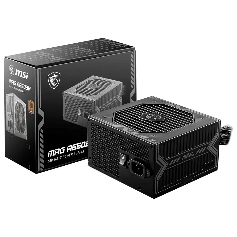 Fonte De Alimentação Msi Mag A650bn 650w 80 Plus Bronze Não Modular Pfc Ativo 120mm Silenciosa Bivolt Preto