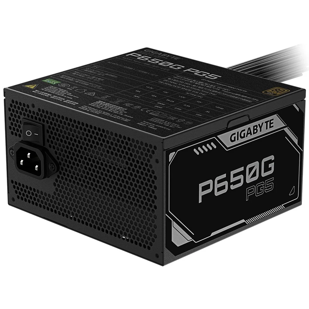 Imagem 2 de 3 do produto Fonte De Alimentação Gigabyte Gp-p650g 650w Atx 3.1 80 Plus Gold Não Modular PCie 5.0 12vhpwr Bivolt Silenciosa