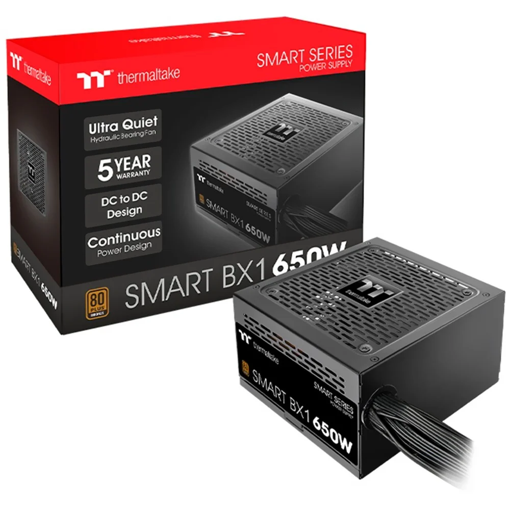 Fonte De Alimentação Thermaltake Smart Bx1 650w Ps-spd-0650nnfabu-4 Atx 80 Plus Bronze Não Modular Pfc Ativo Silenciosa Fonte De Alimentação Thermaltake Smart Bx1 650w Ps-spd-0650nnfabu-4 Atx 80 Plus Bronze Não Modular Pfc Ativo Silenciosa