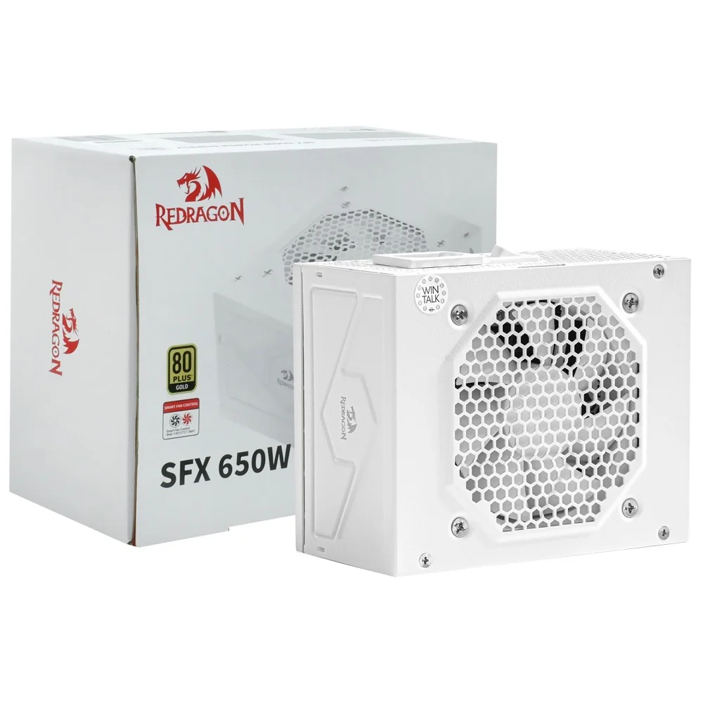 Imagem 2 de 3 do produto Fonte De Alimentação Redragon Gc-ps014w 650w Sfx Modular 80 Plus Gold Pfc Ativo Branco Silenciosa