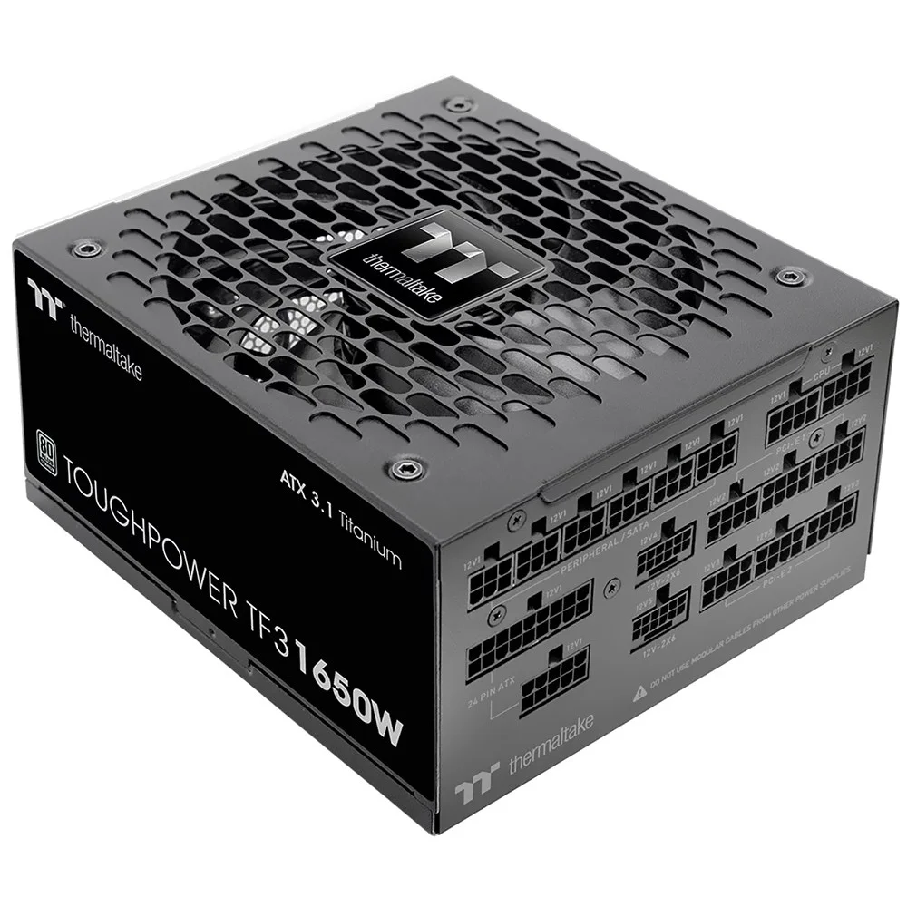 Fonte De Alimentação Thermaltake Toughpower Tf3 Ps-tpd-1650fnfatu-1 Atx 1650w Modular 80 Plus Titanium Atx 3.1 PCie 5.0 Preto Fonte De Alimentação Thermaltake Toughpower Tf3 Ps-tpd-1650fnfatu-1 Atx 1650w Modular 80 Plus Titanium Atx 3.1 PCie 5.0 Preto