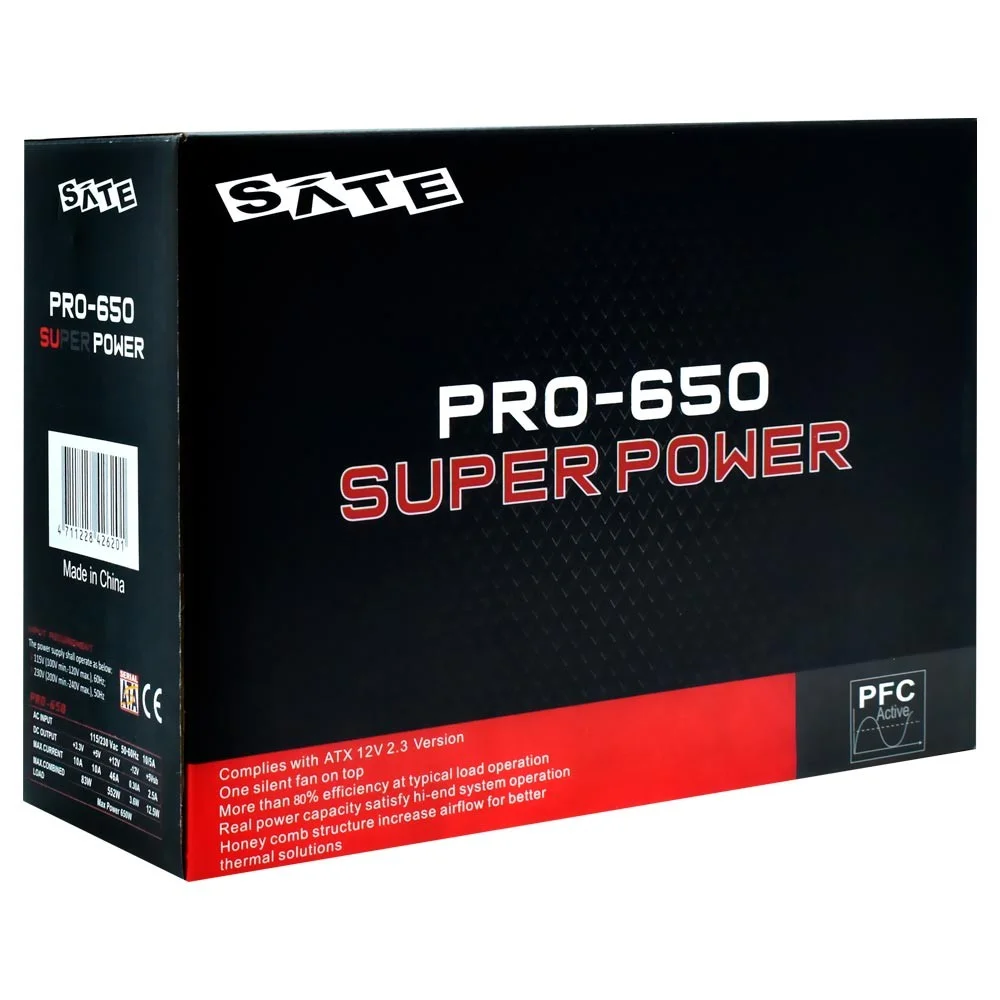 Imagem 3 de 3 do produto Fonte De Alimentação Satellite Pro-650 Super Power 650w Atx Não Modular Bivolt Silenciosa Ventilador 120mm PC Gamer
