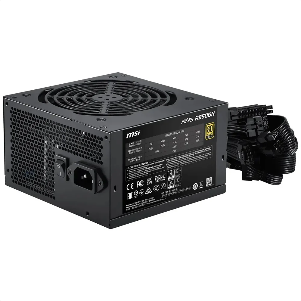 Fonte De Alimentação Msi Mag A650bn 650w Atx 80 Plus Bronze Não Modular Pfc Ativo Bivolt Preto Fonte De Alimentação Msi Mag A650bn 650w Atx 80 Plus Bronze Não Modular Pfc Ativo Bivolt Preto