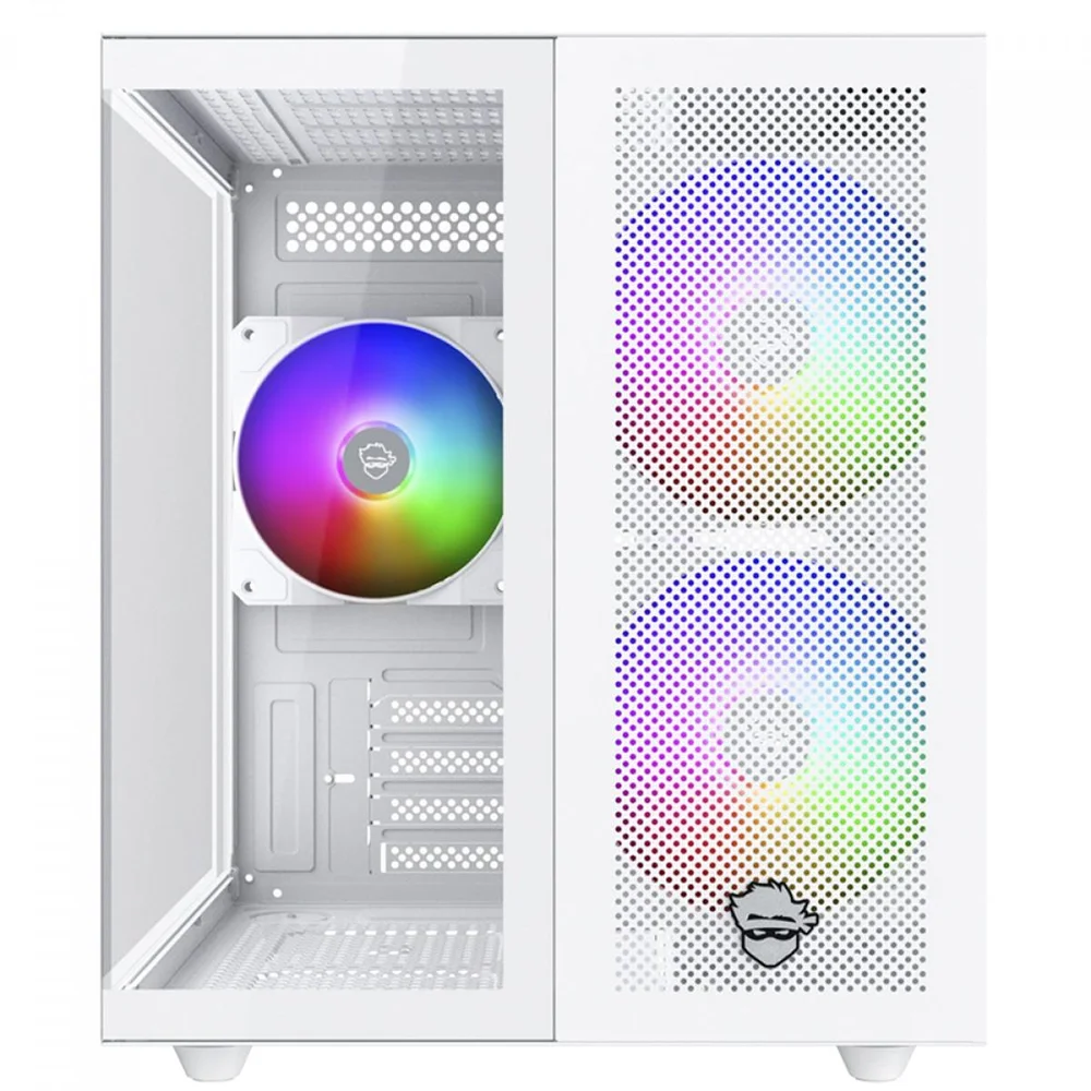 Imagem 2 de 3 do produto Gabinete Gamer Ninja Kazan X3, Mini Tower, Vidro Temperado, M-atx, Usb-c, Sem Fonte, Com 3 Fans, Branco, Gn-cs-kzmaw3f