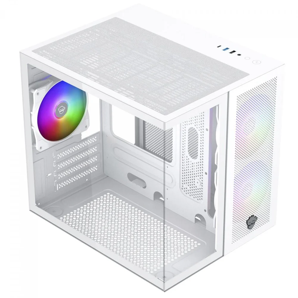 Imagem 3 de 3 do produto Gabinete Gamer Ninja Kazan X3, Mini Tower, Vidro Temperado, M-atx, Usb-c, Sem Fonte, Com 3 Fans, Branco, Gn-cs-kzmaw3f