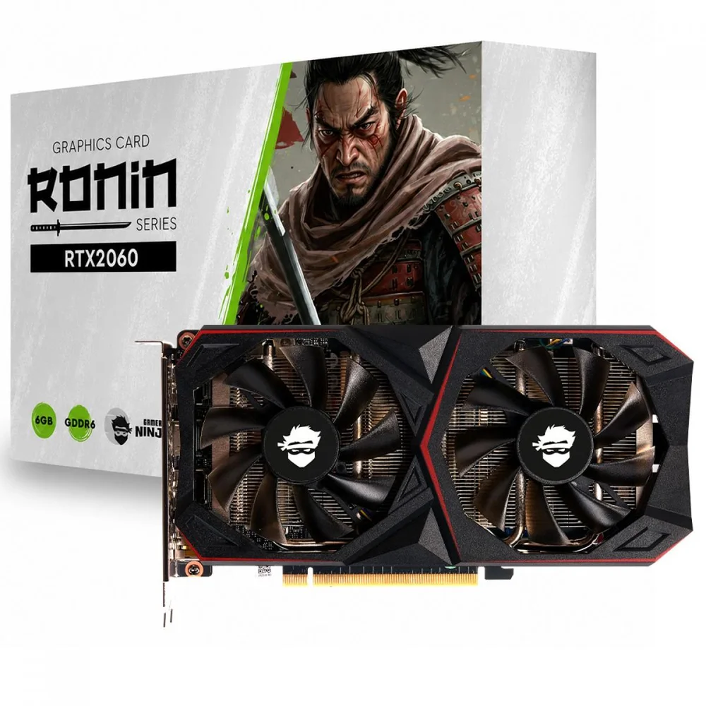 Placa De Vídeo Gamer Ninja Nvidia Geforce RTX 2060 Ronin, 6gb, Gddr6, Ray Tracing, Gn-pv-nvRTX20606d6