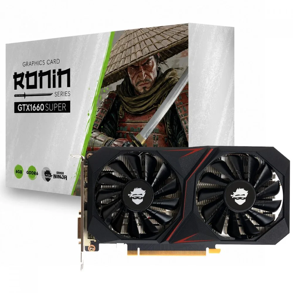 Placa De Vídeo Gamer Ninja Nvidia Geforce Gtx 1660 Super Ronin, 6gb, Gddr6, 192bit, Gn-pv-nvgtx1660s6d6