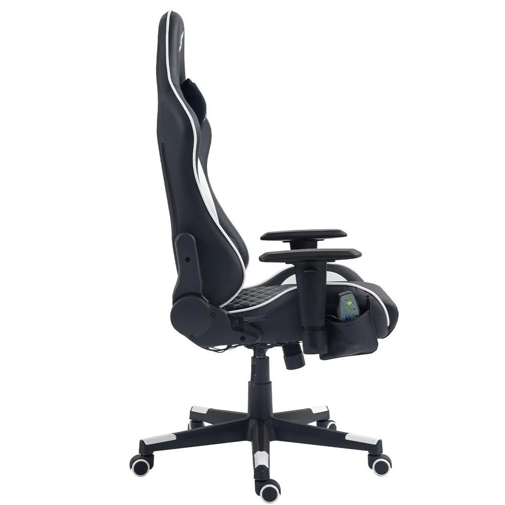 Cadeira SuperFrame Wave, Massageadora, Reclinável, 2D, Com Controle, Preta e Branca, SF-CH-WVR2DBWL