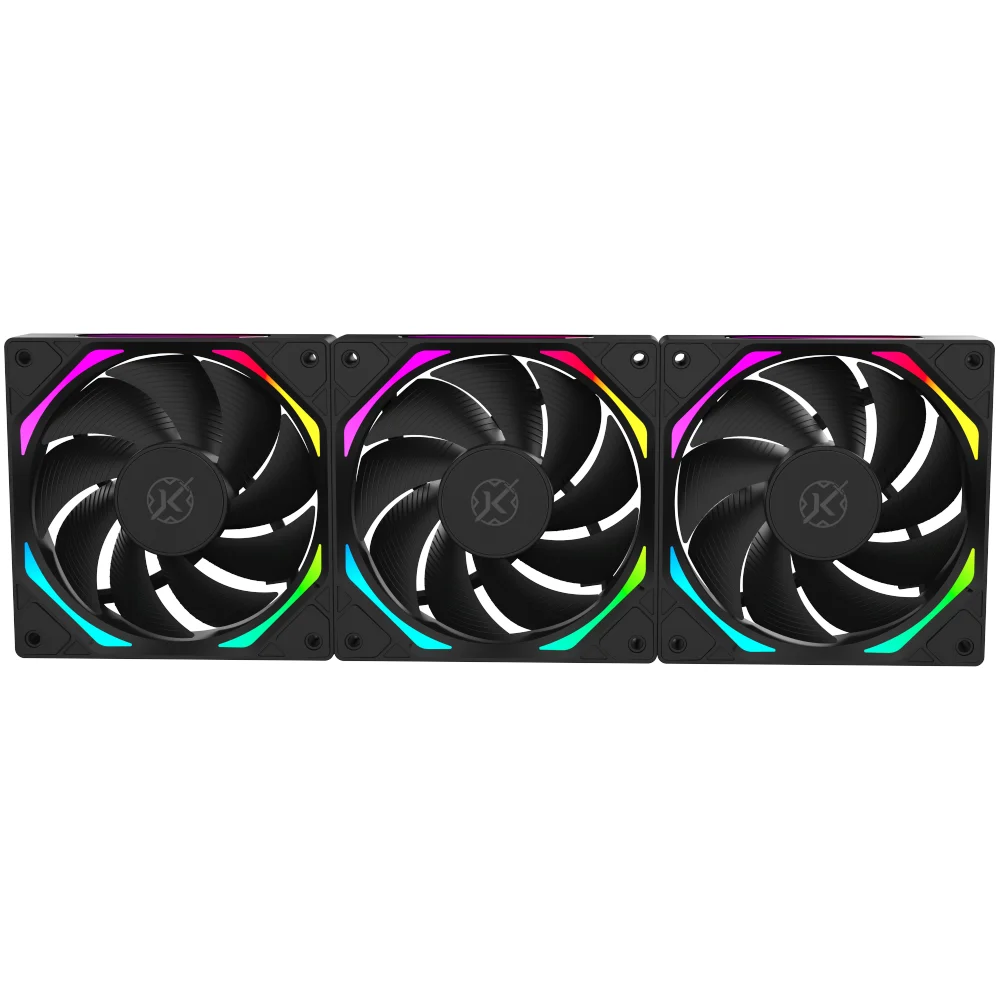 Imagem 2 de 5 do produto Kit Com 3 Fans Kalkan Halo ARGB Reverse 120 Mm Preto