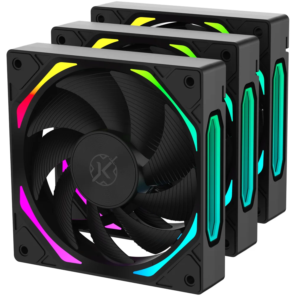 Imagem 4 de 5 do produto Kit Com 3 Fans Kalkan Halo ARGB Reverse 120 Mm Preto