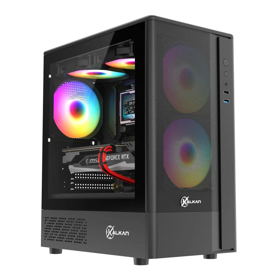 Imagem 3 de 5 do produto Gabinete Gamer Kalkan Avalon Pro V2, Mid-tower, Vidro Temp, S/ Fans, Black - Klk00074