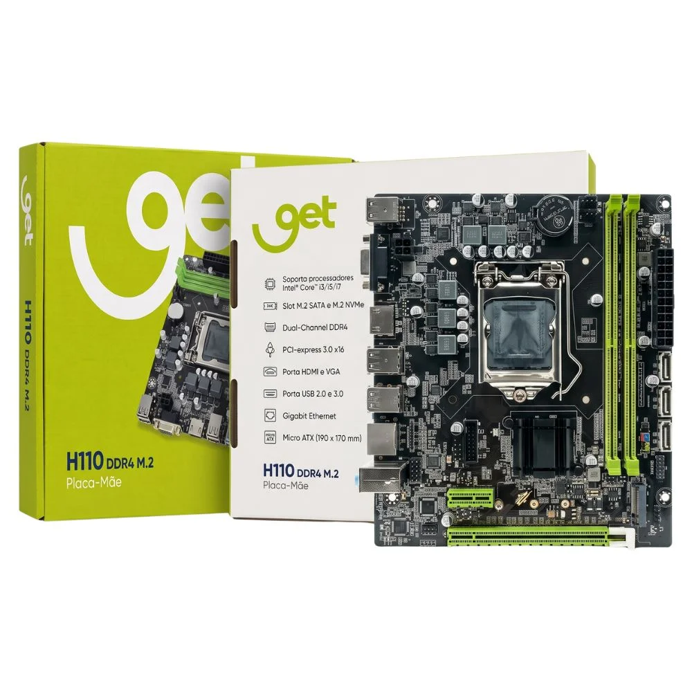 Imagem 4 de 5 do produto Placa Mae H110 Ddr4 LGA  1151 M.2 Rede Giga Get