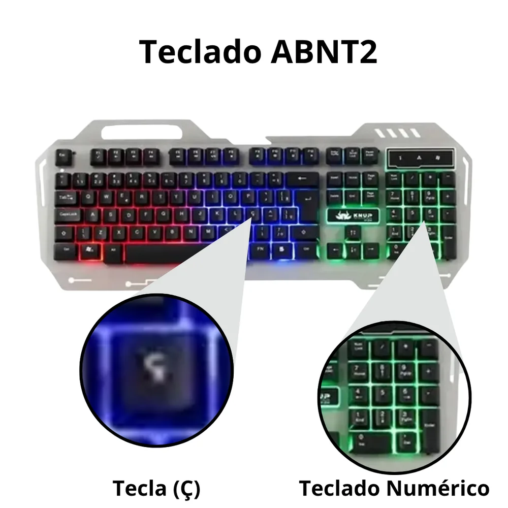 Imagem 4 de 5 do produto Kit Teclado E Mouse Gamer Knup Kp-2054 Usb Com Fio Para PC E Console