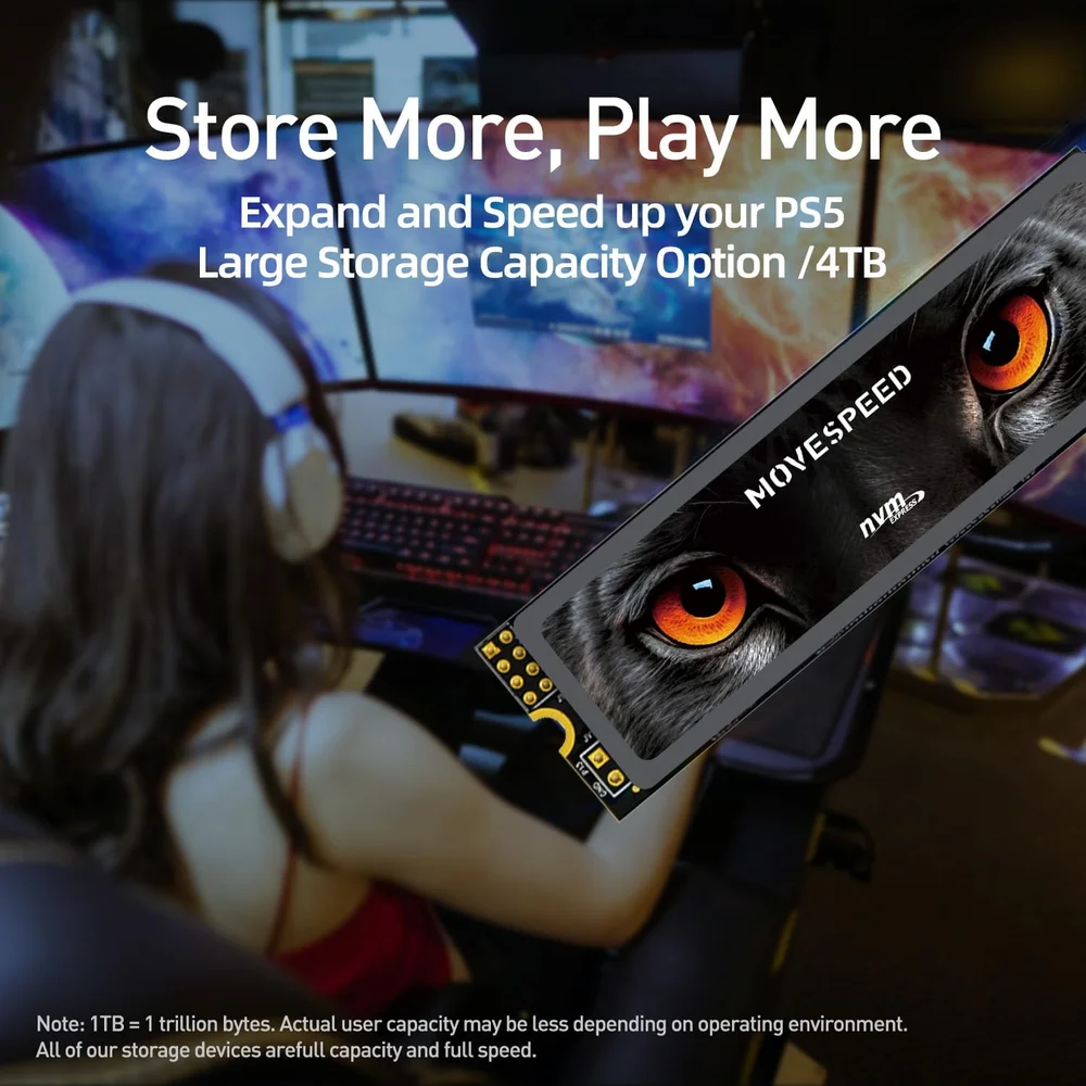 SSD Nvme Movespeed 4TB M.2 PCie 4.0 7450mb/s Dissipador Ps5 PC