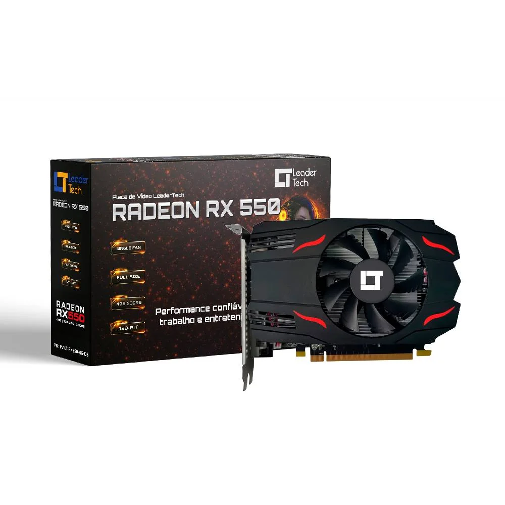 Placa De Vídeo Leadertech Radeon Rx 550 4gb GDDR5 128 Bits - Pv-lt-rx550-4g-d5