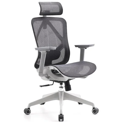 Cadeira De Escritório Dr. Office Ergo, Mesh, 3d, Altura Ajustável, Branco E Cinza, Dr-ch-egr3dwgf