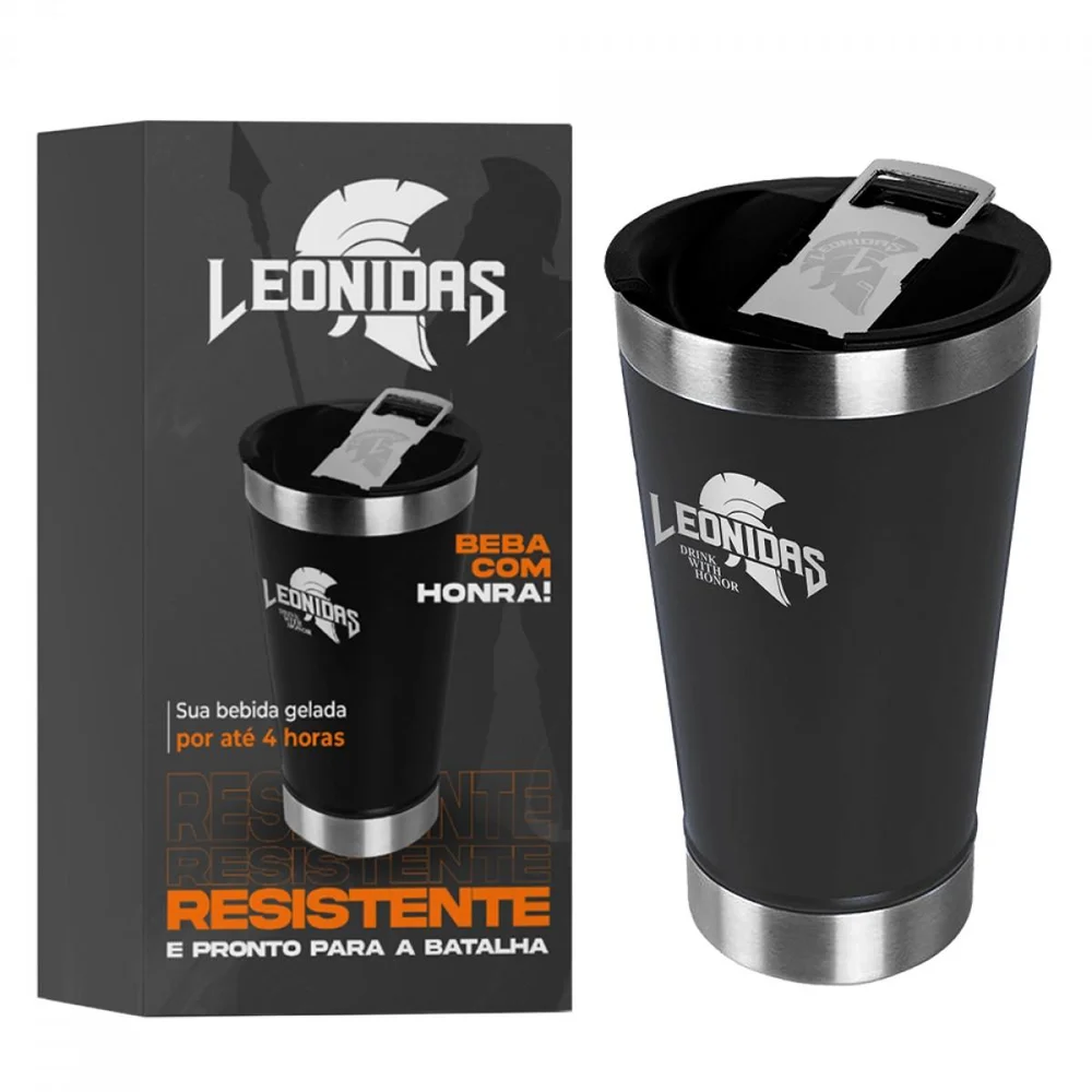 Imagem 2 de 2 do produto Copo Térmico Leonidas, 473ml, Quente Ou Frio, Metal, Preto