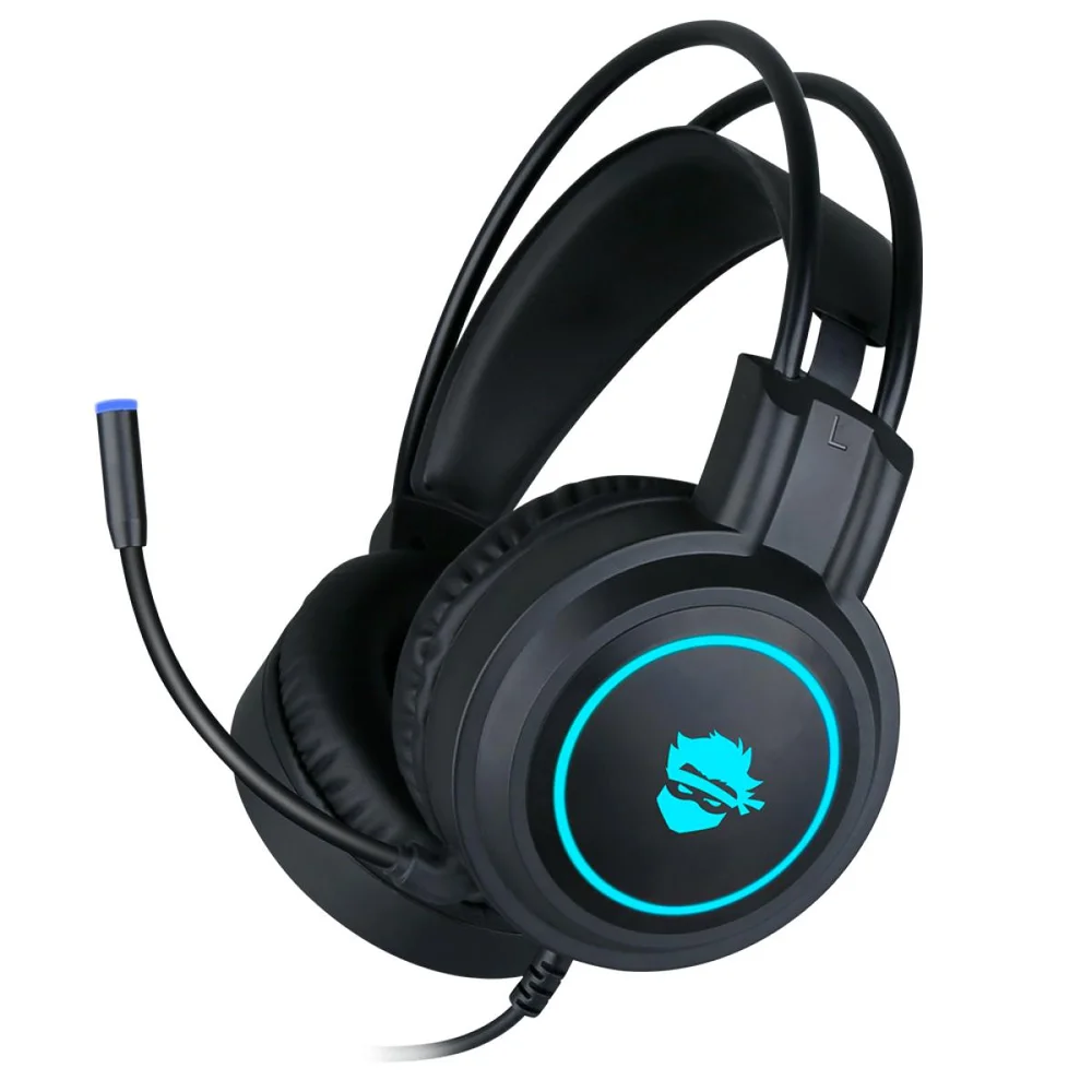 Imagem 3 de 5 do produto Headset Gamer Ninja Shadow, 3.5mm + Usb, PC, Rainbow, Drivers 50mm, Black, Gn-h02
