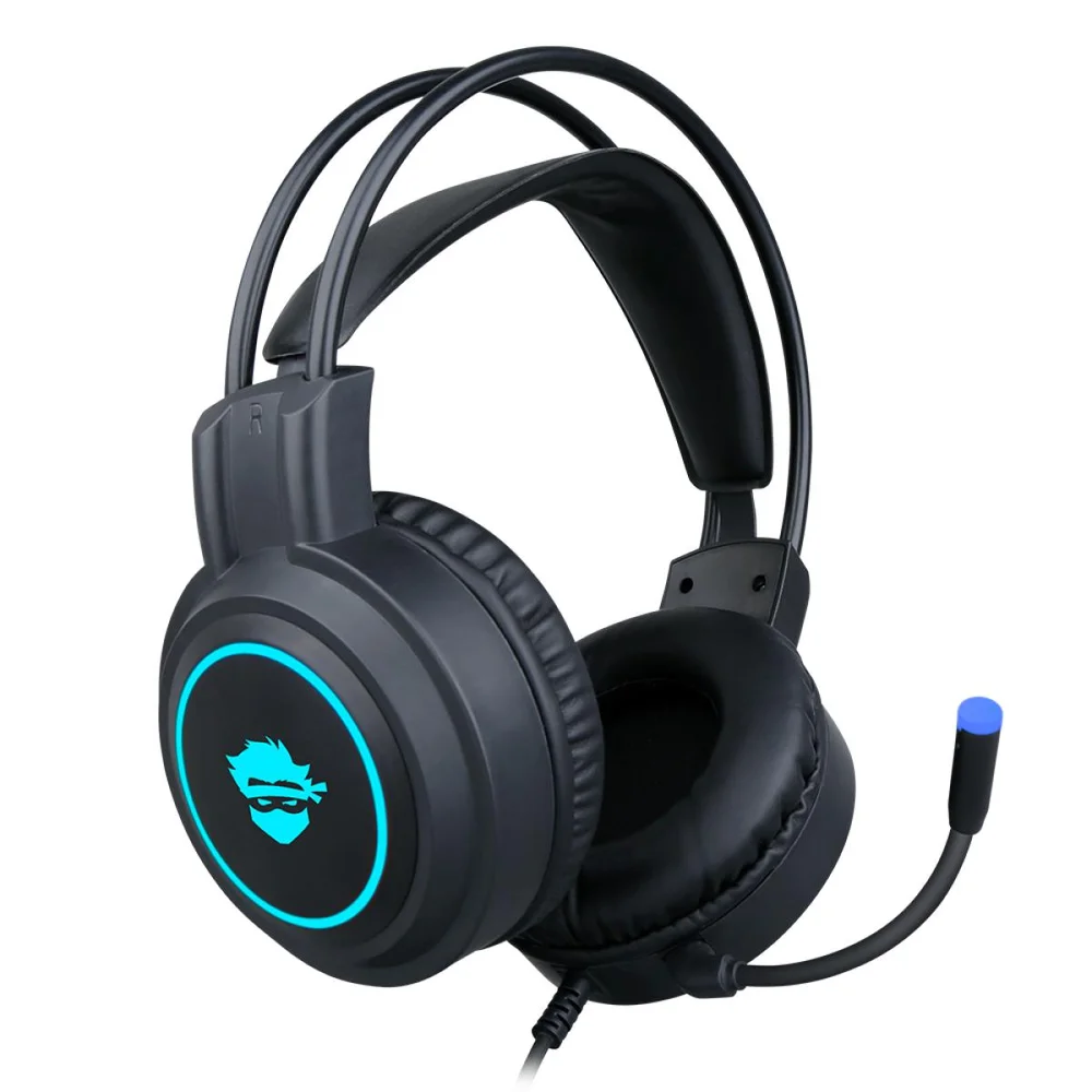 Imagem 4 de 5 do produto Headset Gamer Ninja Shadow, 3.5mm + Usb, PC, Rainbow, Drivers 50mm, Black, Gn-h02